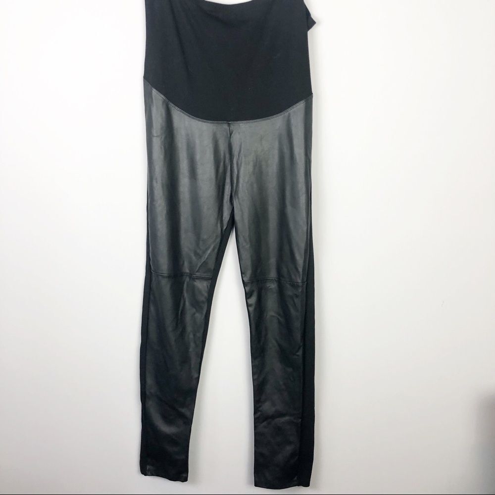 Mama Black Leather Look Maternity Pants